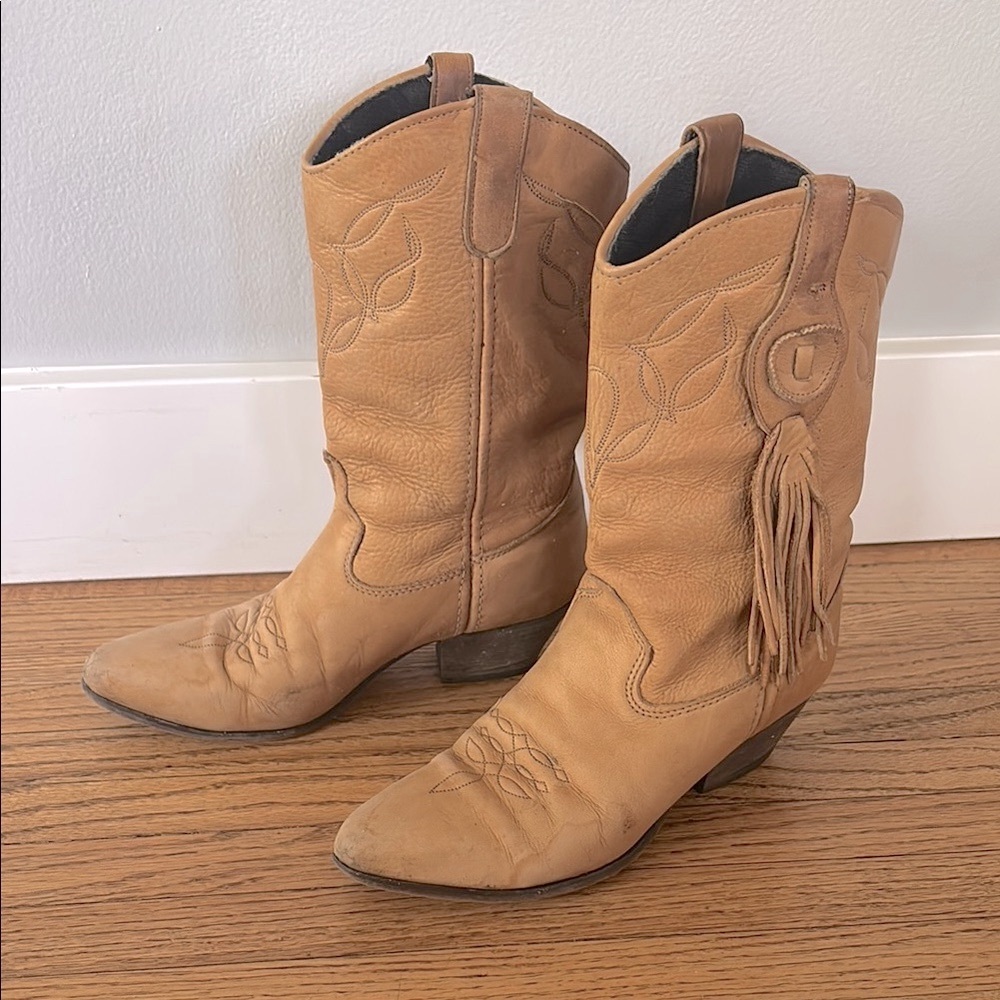 Tan Leather Laredo Western Cowboy Boots 6